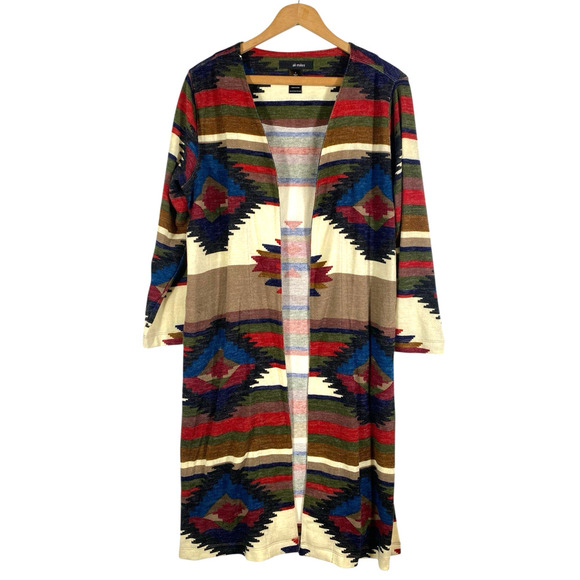 Ali Miles Cardigan Duster Sweater Size Large NEW Southwestern Navajo Cabincore - Picture 2 of 15